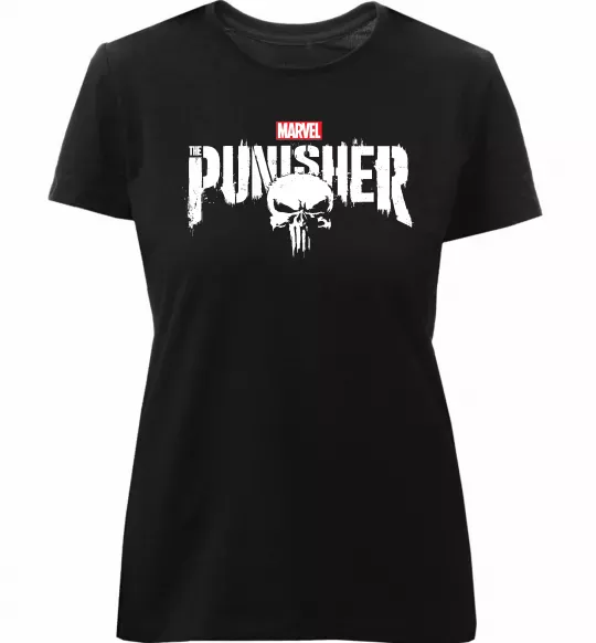 Женская премиум футболка Punisher marvel Черный фото