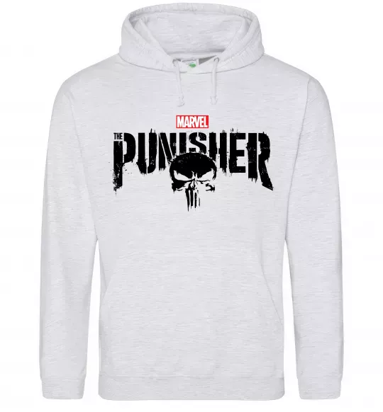 Мужская толстовка (худи) Punisher marvel Серый меланж фото