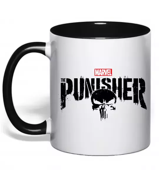 Чашка с цветной ручкой Punisher marvel Черный фото