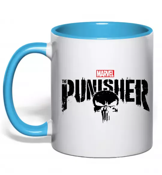 Чашка с цветной ручкой Punisher marvel Голубой фото