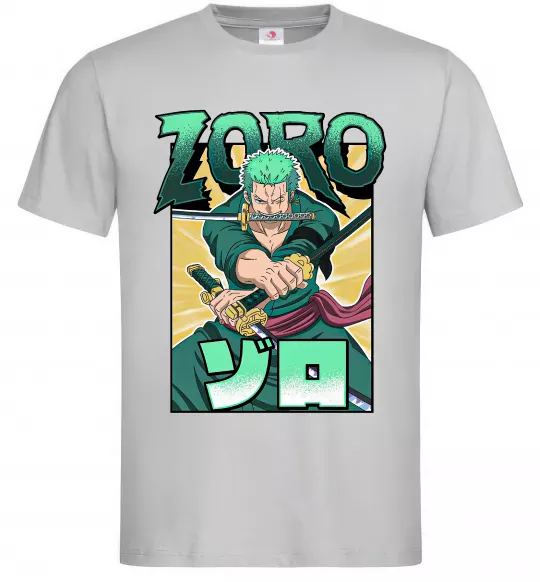 Мужская футболка One piece Зоро Серый фото