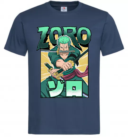 Мужская футболка One piece Зоро Темно-синий фото