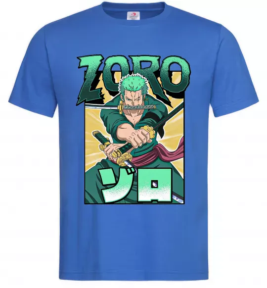 Мужская футболка One piece Зоро Ярко-синий фото
