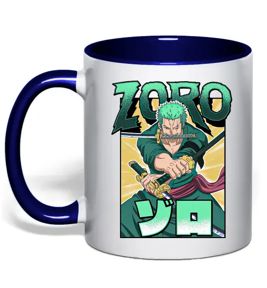 Чашка с цветной ручкой One piece Зоро Глубокий темно-синий фото