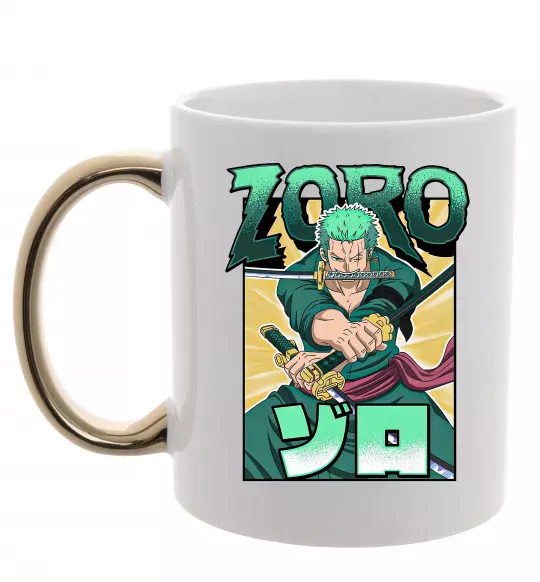 Чашка с цветной ручкой One piece Зоро Золото фото