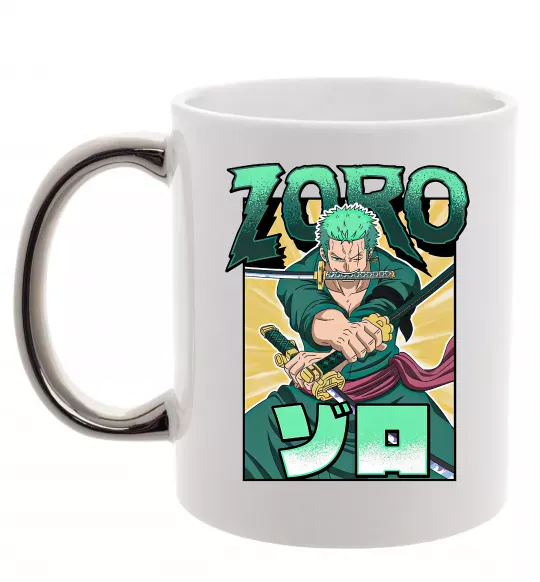 Чашка с цветной ручкой One piece Зоро Серебро фото