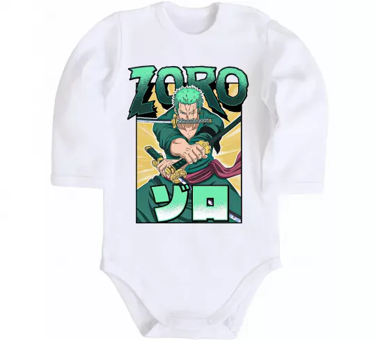 Детский боди One piece Зоро Белый фото