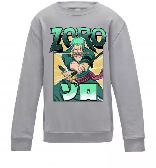 Детский Свитшот One piece Зоро Серый меланж фото