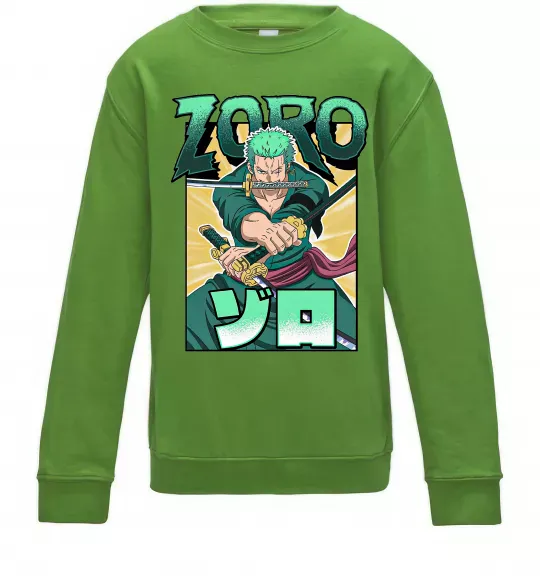 Детский Свитшот One piece Зоро Лаймовый фото