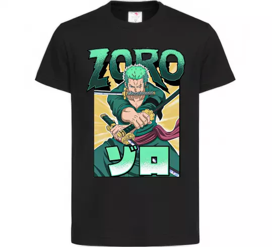 Дитяча футболка One piece Зоро Чорний фото