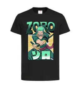 Детская футболка One piece Зоро Черный фото