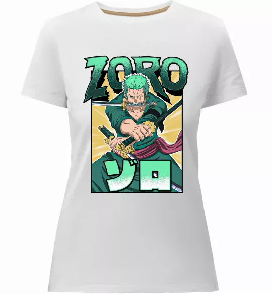 Жіноча преміум футболка One piece Зоро Білий фото