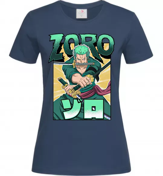 Женская футболка One piece Зоро Темно-синий фото
