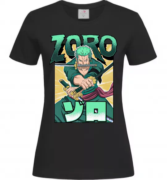 Женская футболка One piece Зоро Черный фото