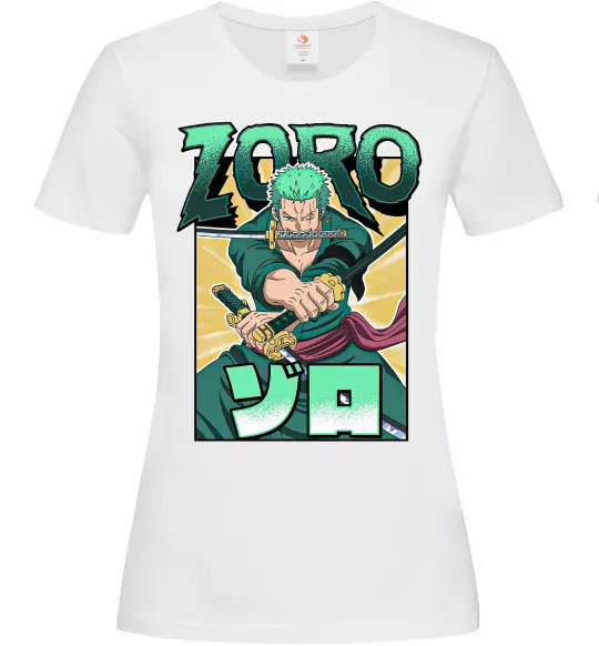 Женская футболка One piece Зоро Белый фото