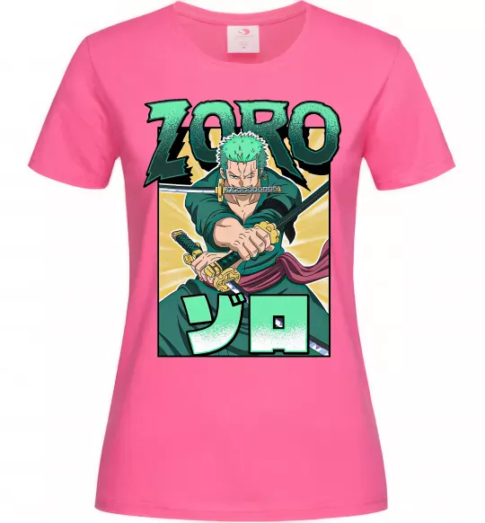Женская футболка One piece Зоро Ярко-розовый фото