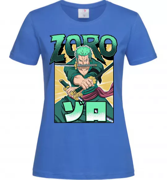 Женская футболка One piece Зоро Ярко-синий фото