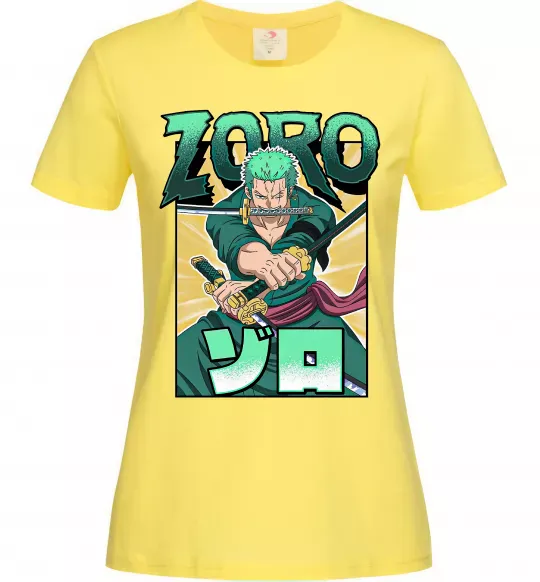 Женская футболка One piece Зоро Лимонный фото