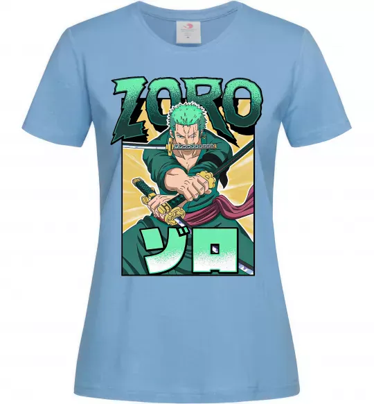 Женская футболка One piece Зоро Голубой фото