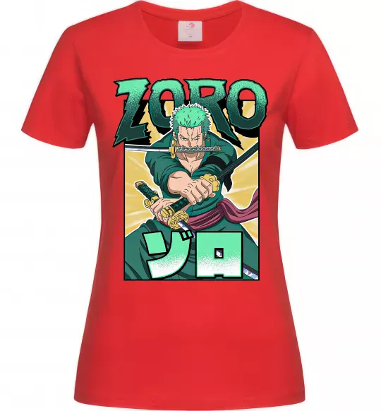 Женская футболка One piece Зоро Красный фото