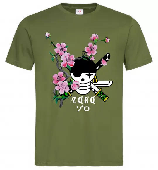 Чоловіча футболка Zoro sakura Оливковий фото