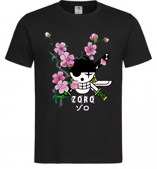 Чоловіча футболка Zoro sakura Чорний фото