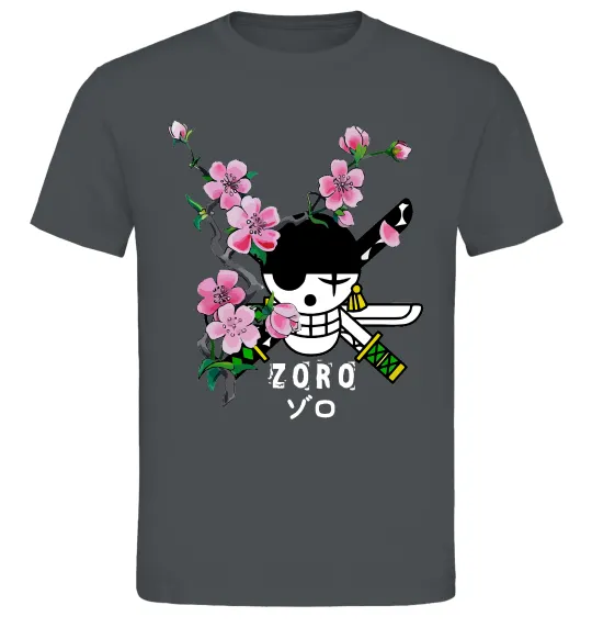 Чоловіча футболка Zoro sakura Графіт фото