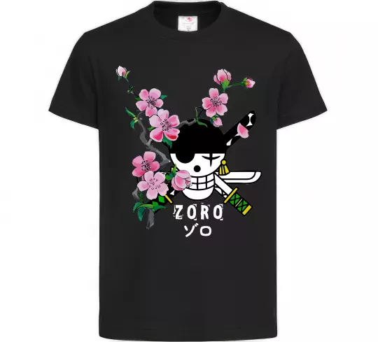 Детская футболка Zoro sakura Черный фото