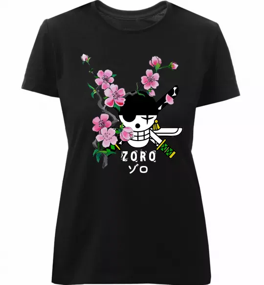 Жіноча преміум футболка Zoro sakura Чорний фото