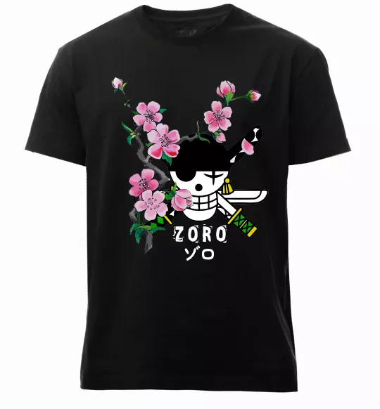 Чоловіча преміум футболка Zoro sakura Чорний фото