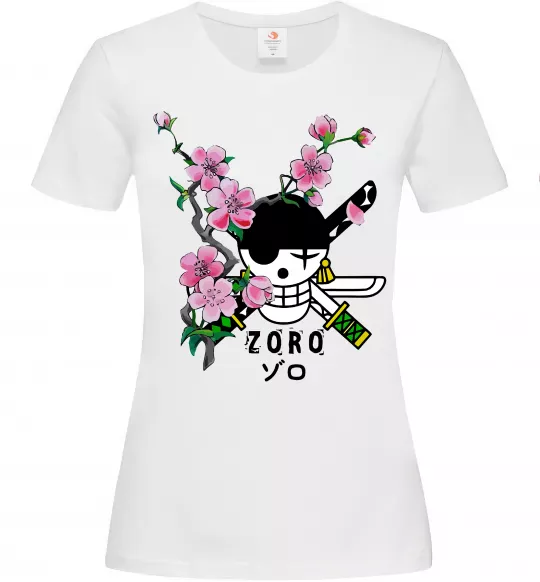 Женская футболка Zoro sakura Белый фото