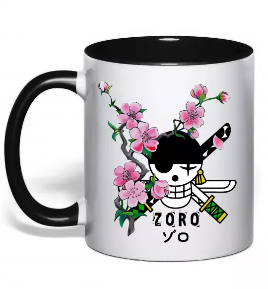 Чашка с цветной ручкой Zoro sakura Черный фото