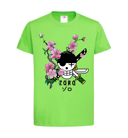 Дитяча футболка Zoro sakura Лаймовий фото