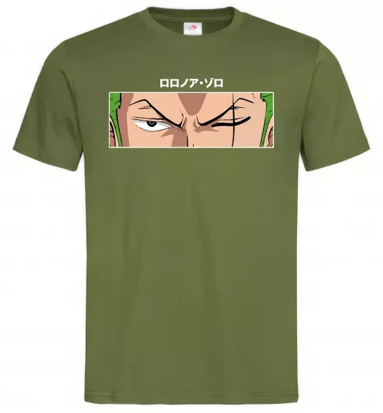 Мужская футболка Zoro eyes Оливковый фото