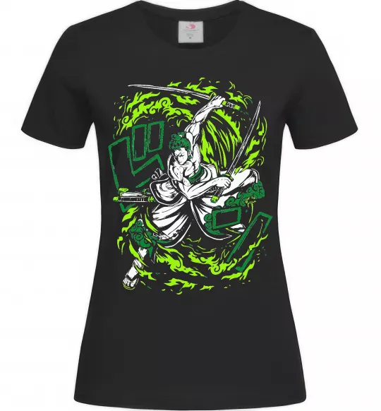 Женская футболка Zoro art Черный фото
