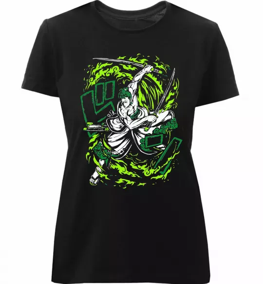 Жіноча преміум футболка Zoro art Чорний фото