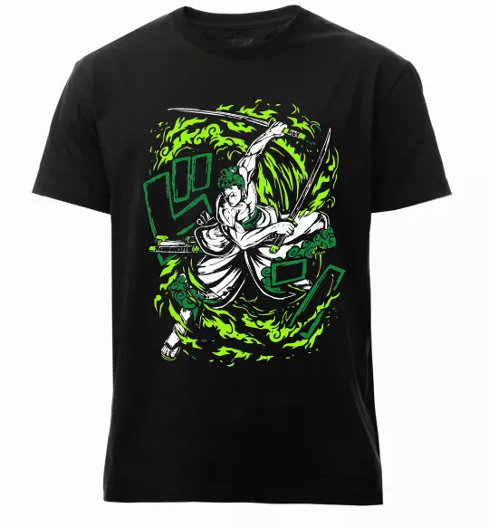 Мужская премиум футболка Zoro art Черный фото