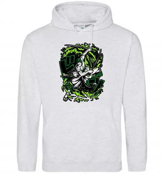 Чоловіча толстовка (худі) Zoro art Сірий меланж фото