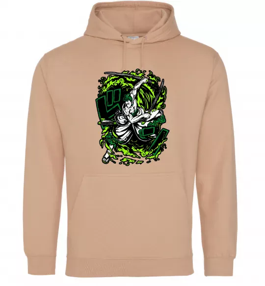 Чоловіча толстовка (худі) Zoro art Пісочний фото