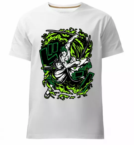 Мужская премиум футболка Zoro art Белый фото