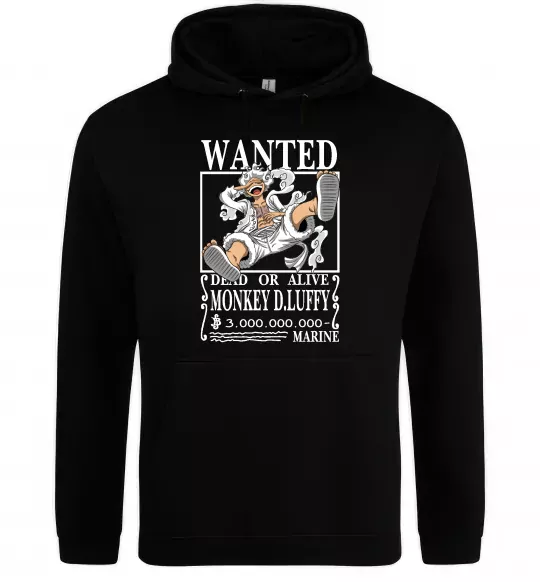 Мужская толстовка (худи) Luffy wanted Черный фото