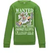 Детский Свитшот Luffy wanted Лаймовый фото
