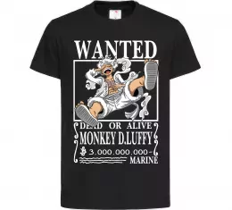 Детская футболка Luffy wanted Черный фото