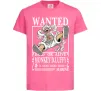 Дитяча футболка Luffy wanted Яскраво-рожевий фото