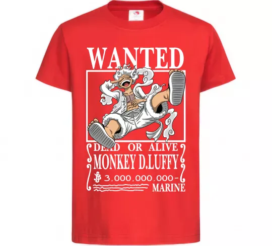 Дитяча футболка Luffy wanted Червоний фото
