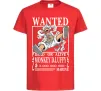 Дитяча футболка Luffy wanted Червоний фото
