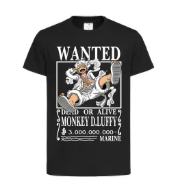 Детская футболка Luffy wanted Черный фото