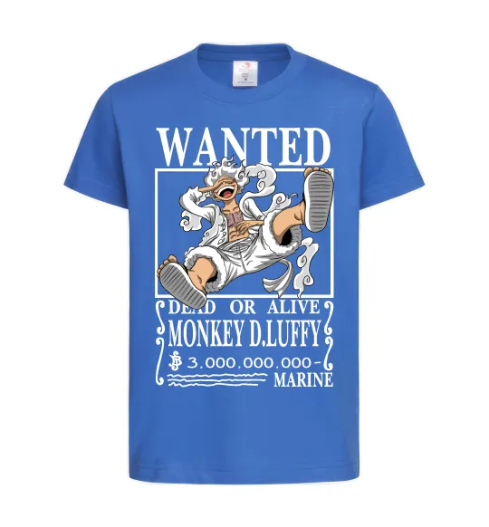 Дитяча футболка Luffy wanted Яскраво-синій фото