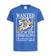 Дитяча футболка Luffy wanted Яскраво-синій фото