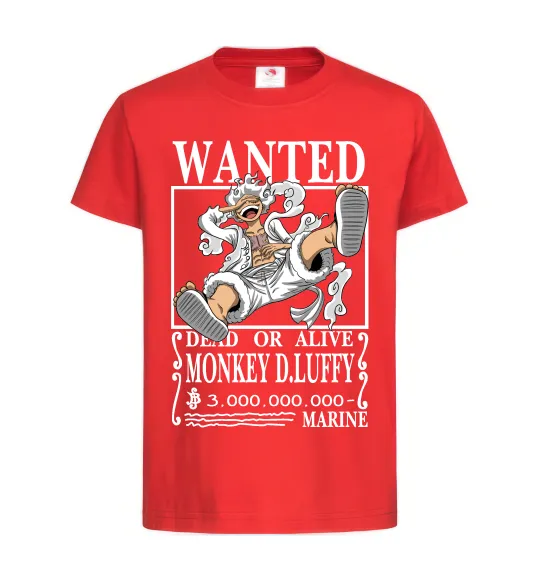 Дитяча футболка Luffy wanted Червоний фото